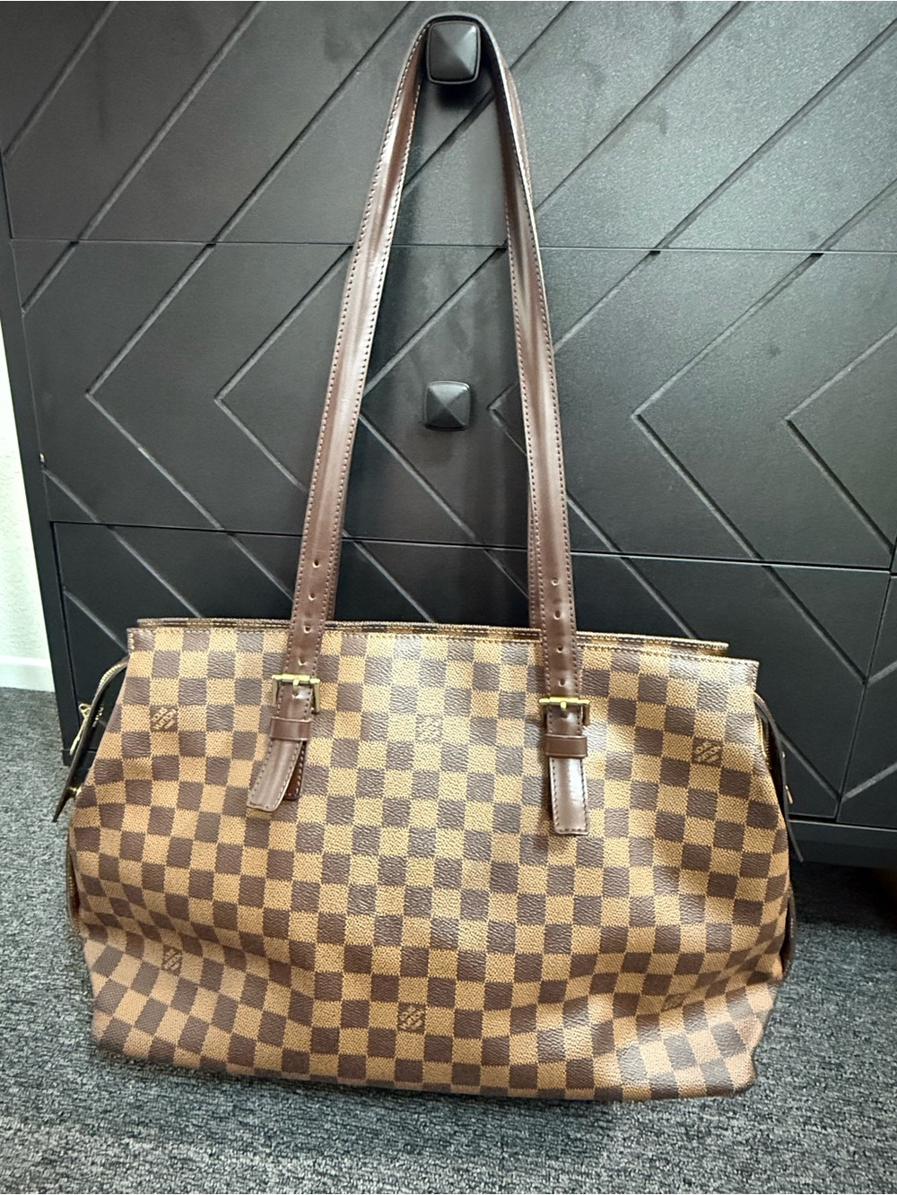 Louis Vuitton Chelsea Damier Ebene Shoulder Tote Bag